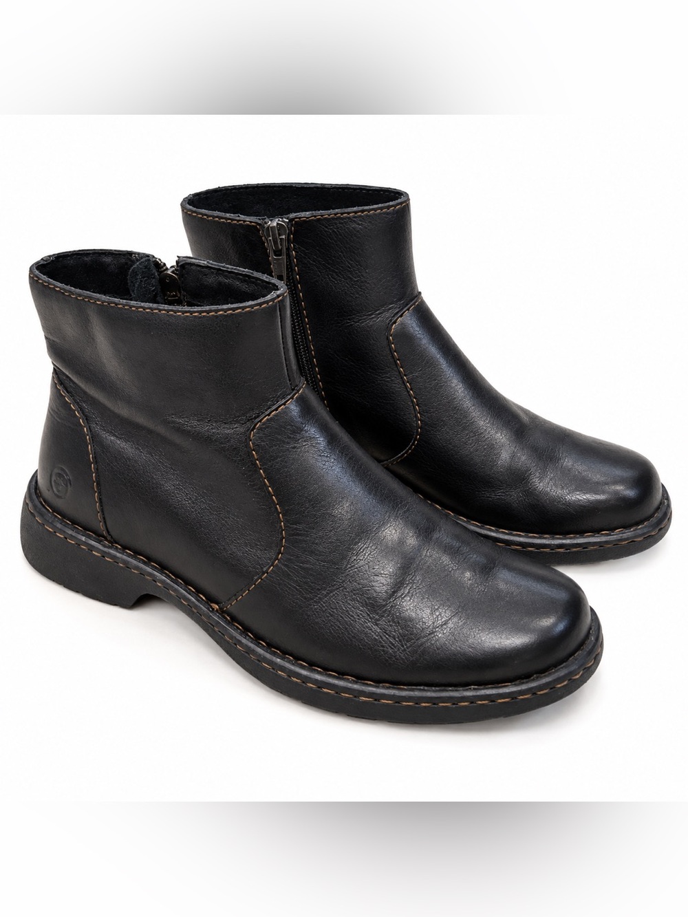 Børn Black Leather Ankle Boots Women’s Size 8 EU 39 Side Zip Comfort